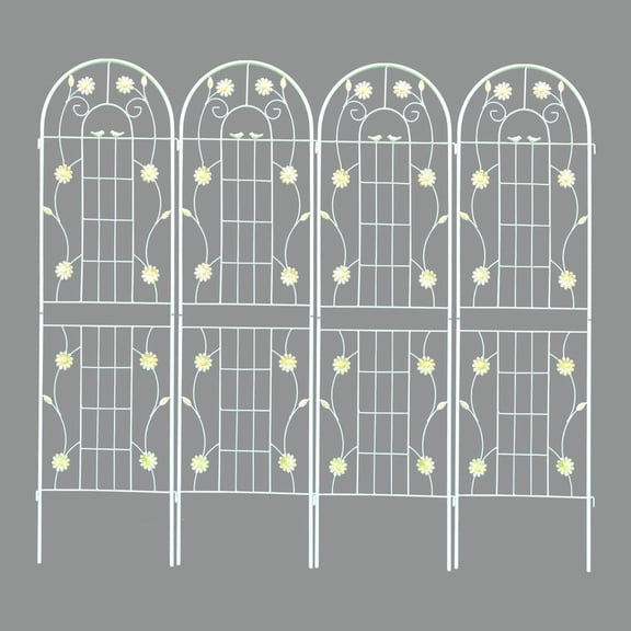 4 Pack Large Garden Trellis 71" H x 19.7" W Heavy Duty Rustproof White Iron Plant Trellis for Potted Plant Support Metal Climbing Rose Trellis Vine Vegetable Cucumber
