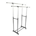 Zimtown Adjustable Double Rod Garment Rack Rolling Bar Rail Rack Clothes Hanger Shoes