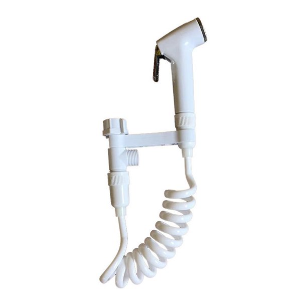 1 juego de plástico portátil para inodoro bidet grifo de ducha de mano pistola hembra Hygian Flushing dispositivo accesorios para el hogar baño, 6,1*12,2 cm, blanco Feliz Sencillez