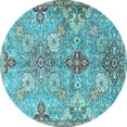 thumbnail image 1 of Ahgly Company Indoor Round Persian Light Blue Traditional Area Rugs, 4' Round, 1 of 4