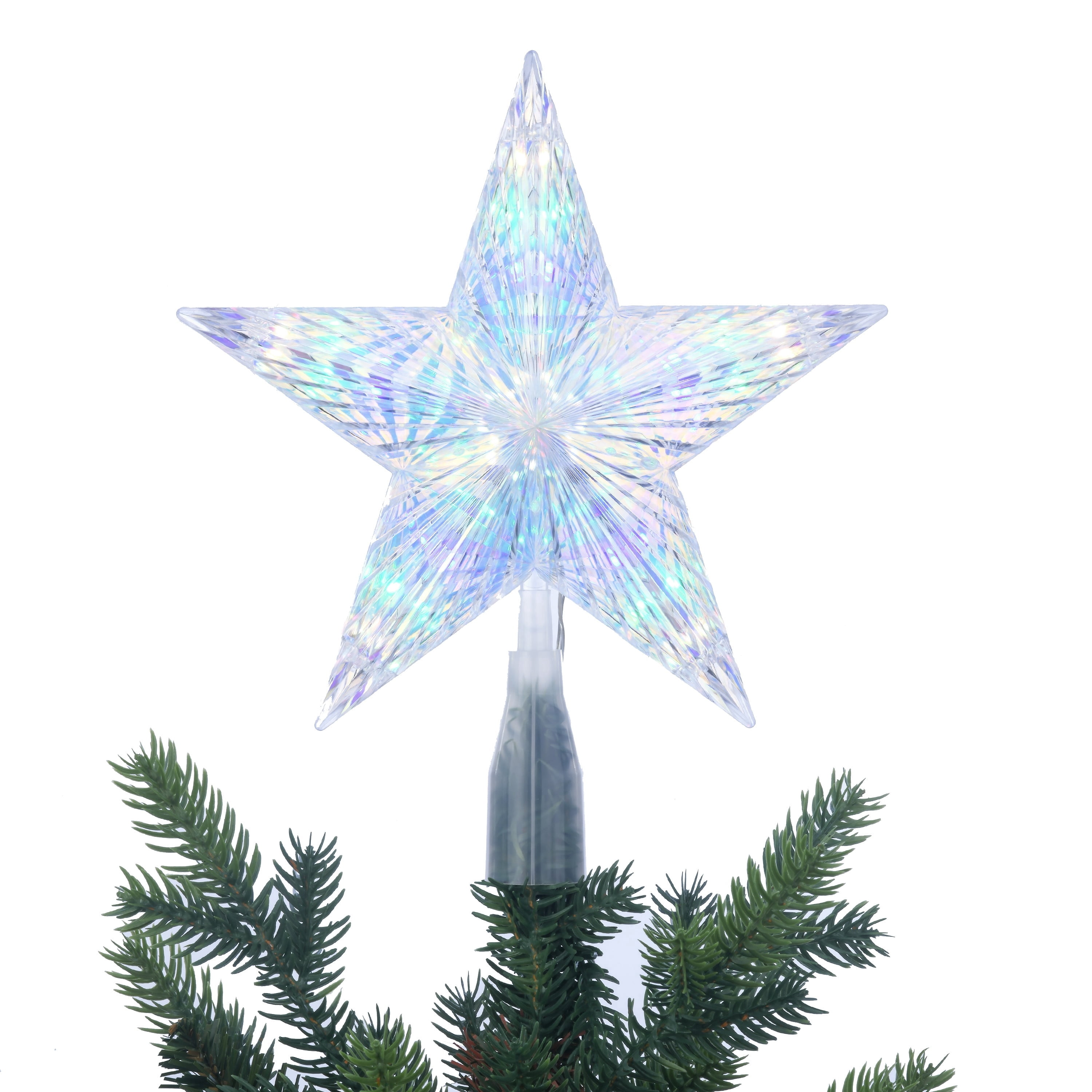 LED Prismatic Star Christmas Tree Topper, Iridescent, 10", by Holiday Time