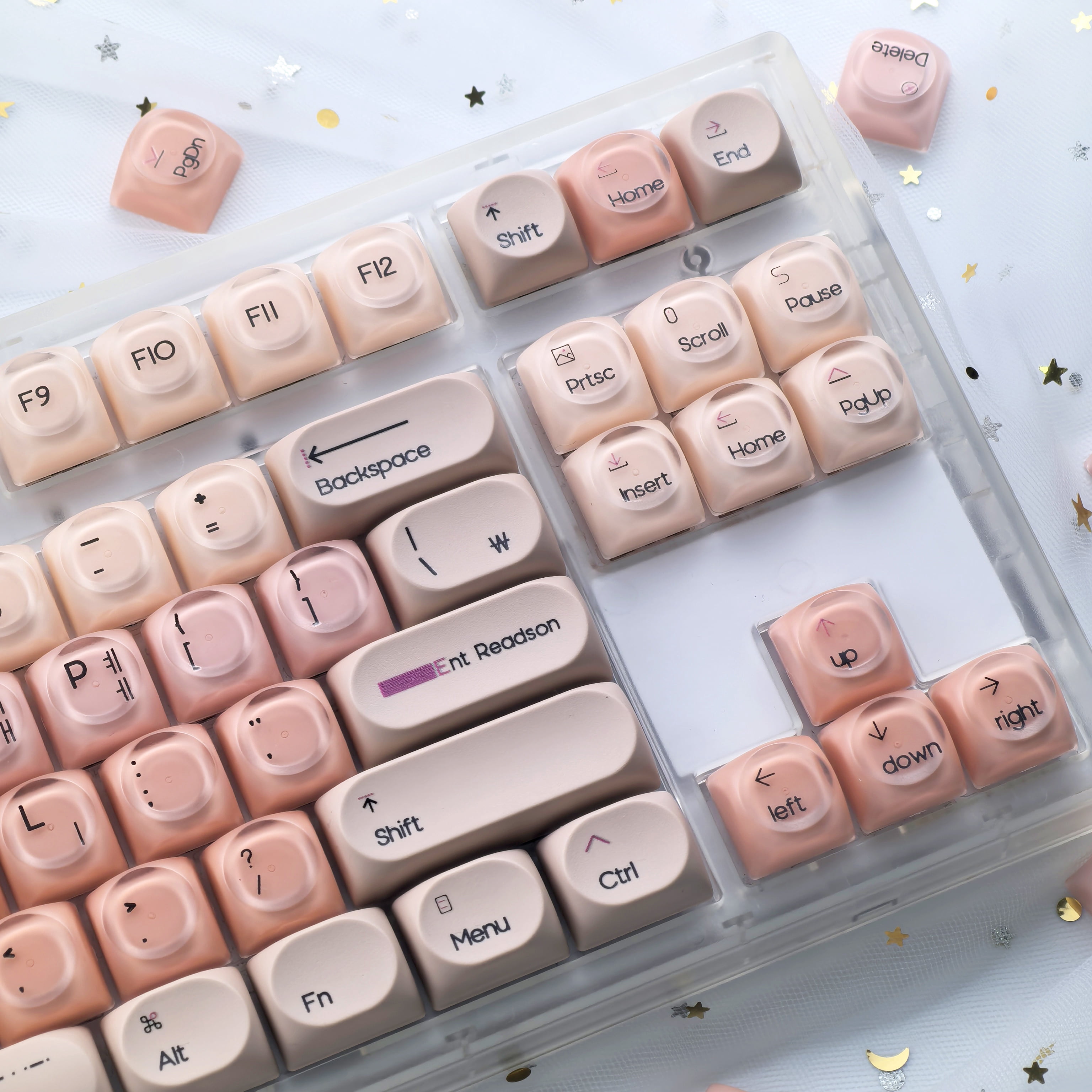 Pink Korean Keycaps Liquid Foundation 136 Keys Hoa Pbt+Pc Round Pink Cute Keycap Azerty/French/Thai Keyboard Keycaps