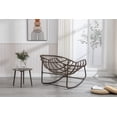 thumbnail image 6 of Indoor & Outdoor Comfy Rocker Chair with Thick Cushion, Oversized Metal Frame Rattan Egg Chair for Balcony Front Porch Garden Patio Backyard (Orange), 6 of 8