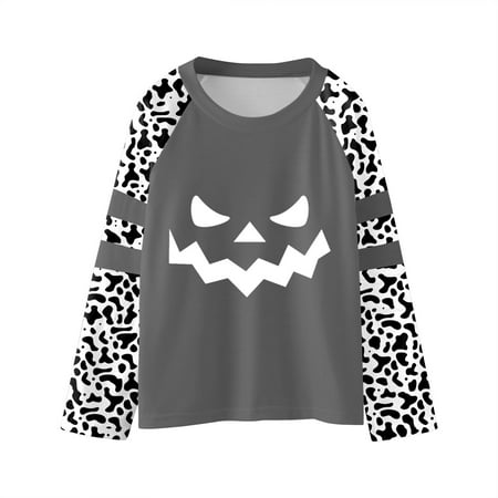 

Youths Girls Pumpkins Letters Prints Casual Pullover Leopard Girls Sweatshirts Boys Toddler Kids Little Girl s Long Sleeve Tops Shelf Bras for Women Junior Medium Tops Toddler Girl Winter Outfits Cute