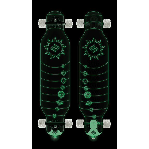 Shark Wheel Galaxy Clear Acrylic Longboard with Deck Lights and 72 mm