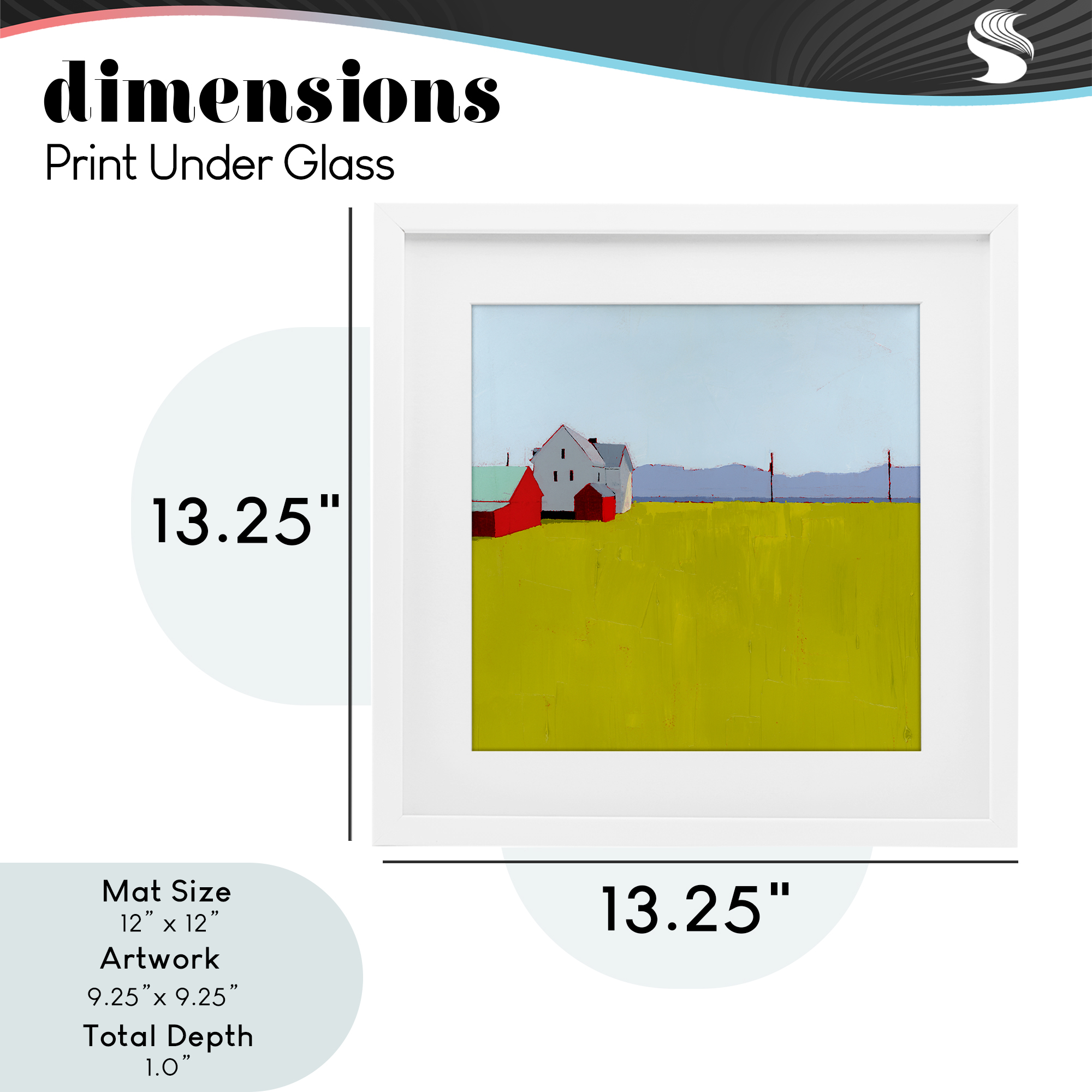 Farmhouse & Shed Landscape White Framed Print Under Glass, design by Ruth LaGue