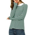 thumbnail image 3 of MODA NOVA Juniors Peter Pan Collar Long Sleeves Contrast Striped Blouse, 3 of 7