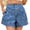 Blue, variant on Summer High Waist Women Button Down Casual Denim Pants Jeans Shorts