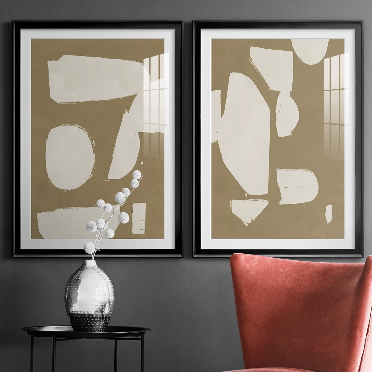 Wexford Home Chunky Abstract I Premium Framed Print, 30.5" x 42.5" - Ready to Hang, Black (Set of 2)