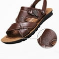 thumbnail image 5 of Puntoco Men Sandals Clearance,Men'S Breathable Leather Beach Sandals Shoes Slides Outdoor Slippers Brown, 5 of 8