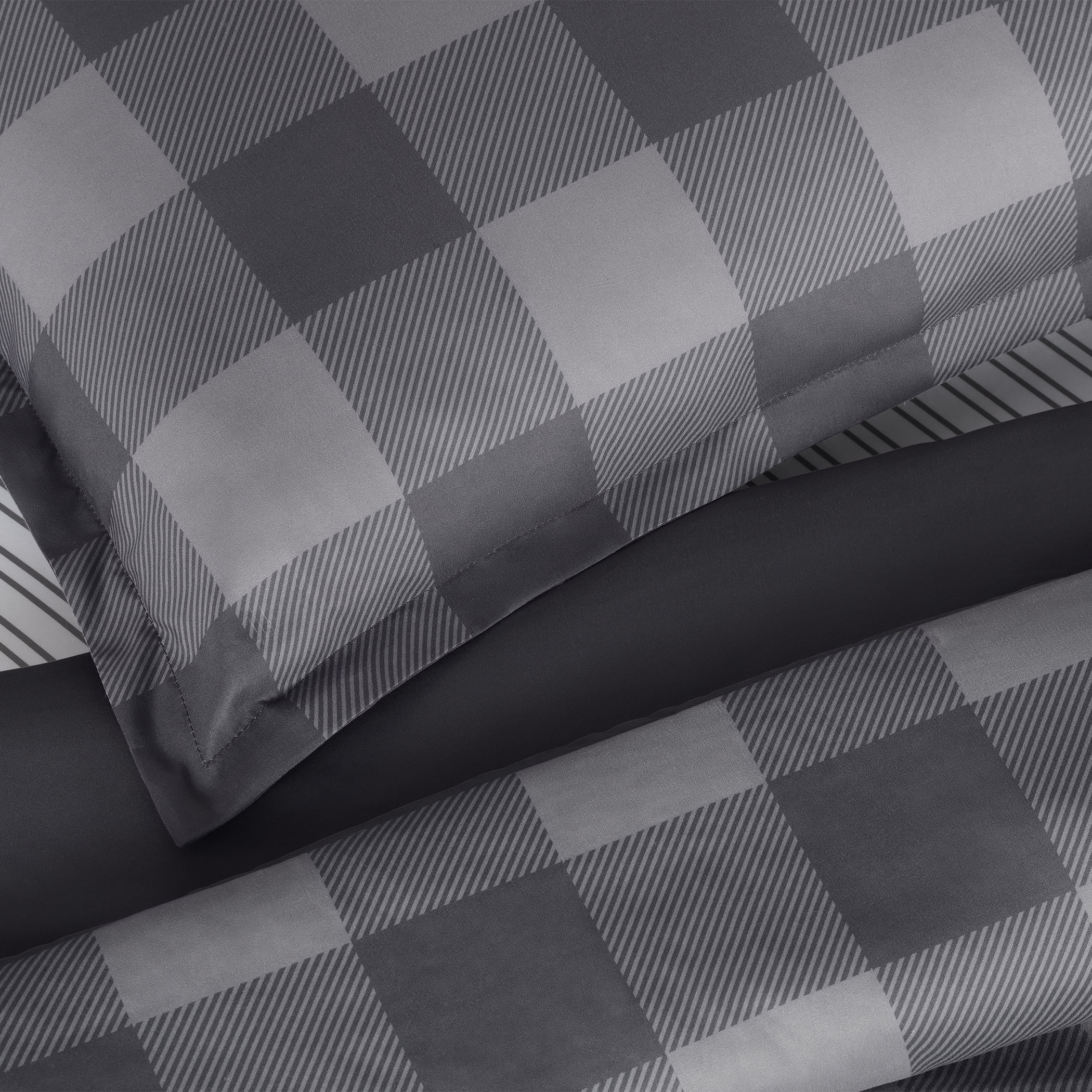 Serta Simply Clean Alex Buffalo Check Plaid 7-Piece Bedding Set, King