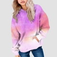 thumbnail image 2 of OYXSER Kids Girls Ombre Print Hooded Sweatshirt Long Sleeve Pullover Top with Front Pocket Casual Outdoor Wear, Purple 2-3Y, 2 of 6