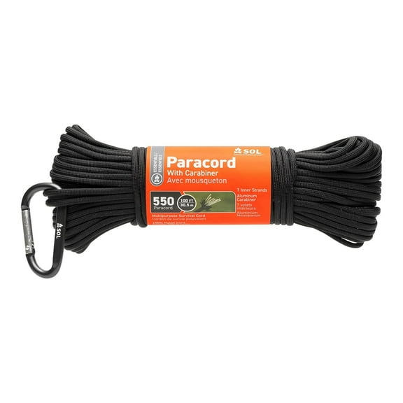 S.O.L. 550 Paracord 100 ft with Carabiner