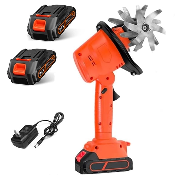24V Cordless Electric Tiller for Gardening, Handheld Garden Tiller Cultivator 10cm Tilling Width, 10cm Depth Garden Rototiller