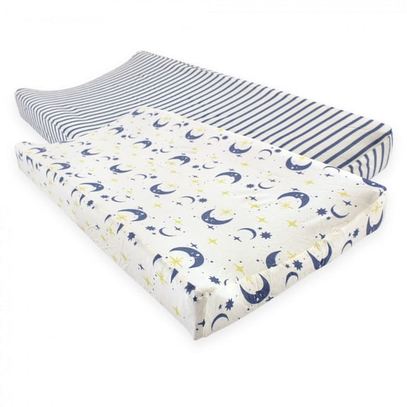 Touched by Nature High Quality Organic Cotton Changing Pad Cover, Moon, 2 Count