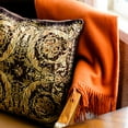 thumbnail image 3 of Organic Club Hermes Sheep Wool Throw Wrap 55x70'' (140x178 cm) Wool Throw Blanket with Fringe for Couch Sofa or Bed, Orange, 3 of 9