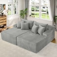 thumbnail image 6 of Muumblus 83" Oversized Double Chaise Lounge Chair Indoor, Modern Boneless Plush Corduroy Upholstered Modural Sectional Sleeper Cloud Couch for Living Room Apartment, Gray, 6 of 10