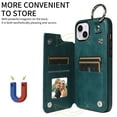 thumbnail image 5 of Dteck Case for iPhone 15 Plus,Magnetic Clasp Luxury PU Leather Card Slots Stand Durable Shockproof Case Back Wallet Flip Cover with Ring Buckle Cover,Green, 5 of 10