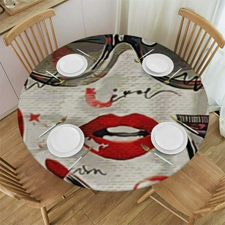 

Sheronv Lipstick Sunglasses Paper Round Tablecloth Washable Stain-Resistant 54 -58