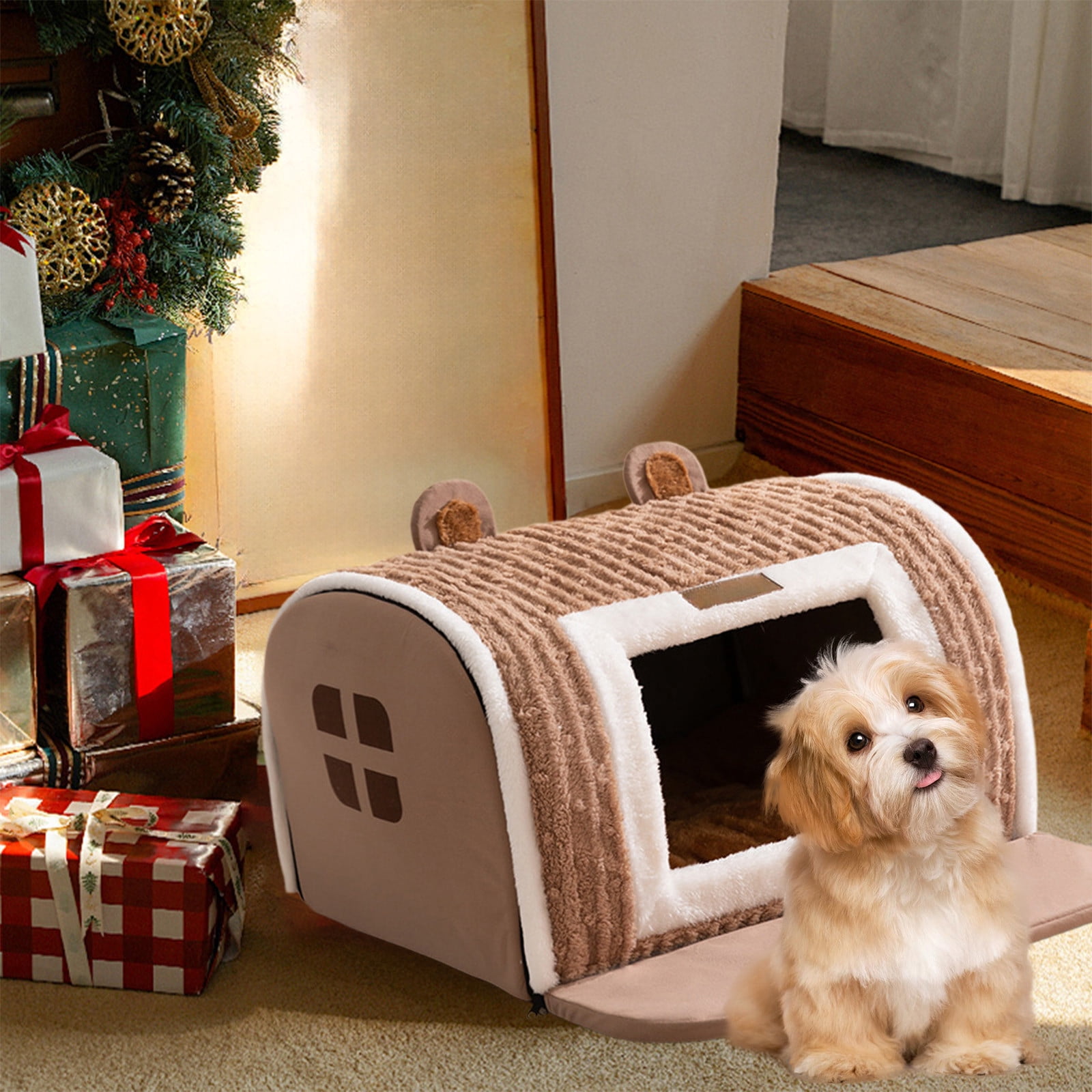 Winter Warm Pet Bed Villa,Removable Washable Cats Dog Bed,Two-Purpose Soft Pet Nests Mat,Pet Bed for Small Pets Under 5 Catties,Warm Cats Dog Pet Nests Mat
