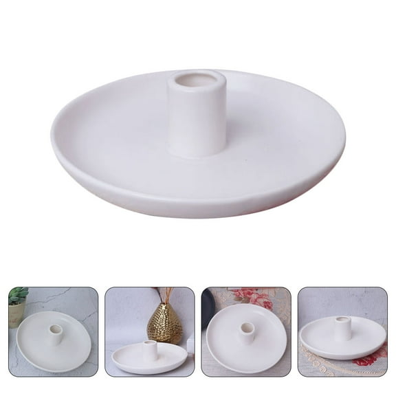 WHAMVOX  Ceramic Round Candle Holder Porcelain Stick Decorations White