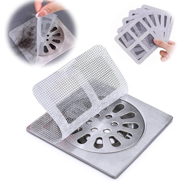 Disposable shower drain hair catcher 4inch*4inch, hair drain catcher hair Drain Sticker for Bathroom, Kitchen, Bathtub, Sink (Square, 20pcs) 20pcs