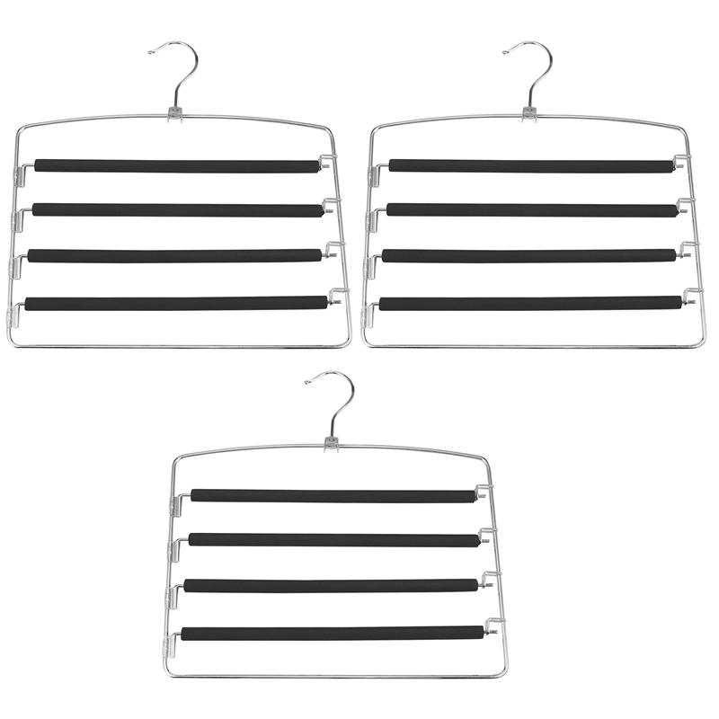Multi Hanger , Black Pants Hangers with Non Foam Padded, Multi Layers