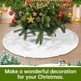 thumbnail image 2 of Reusable 120cm White Faux Rabbit Fur Christmas Tree Skirt - Soft Plush Double-Layer Design with Sticky Closure, Anti-Pilling & Shedding, Machine Washable Xmas Decoration for Home, Office, Party, Shop, 2 of 6