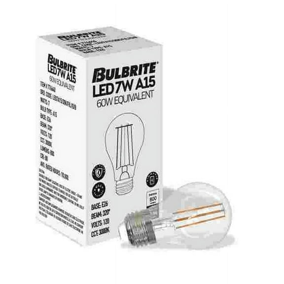 Bulbrite 861634 LED Filament 7 W Dimmable A15 Light Bulb with Clear Glass Finish & Medium E26 Base - 3000K Soft White Light, 800 Lumens, Pack of 4