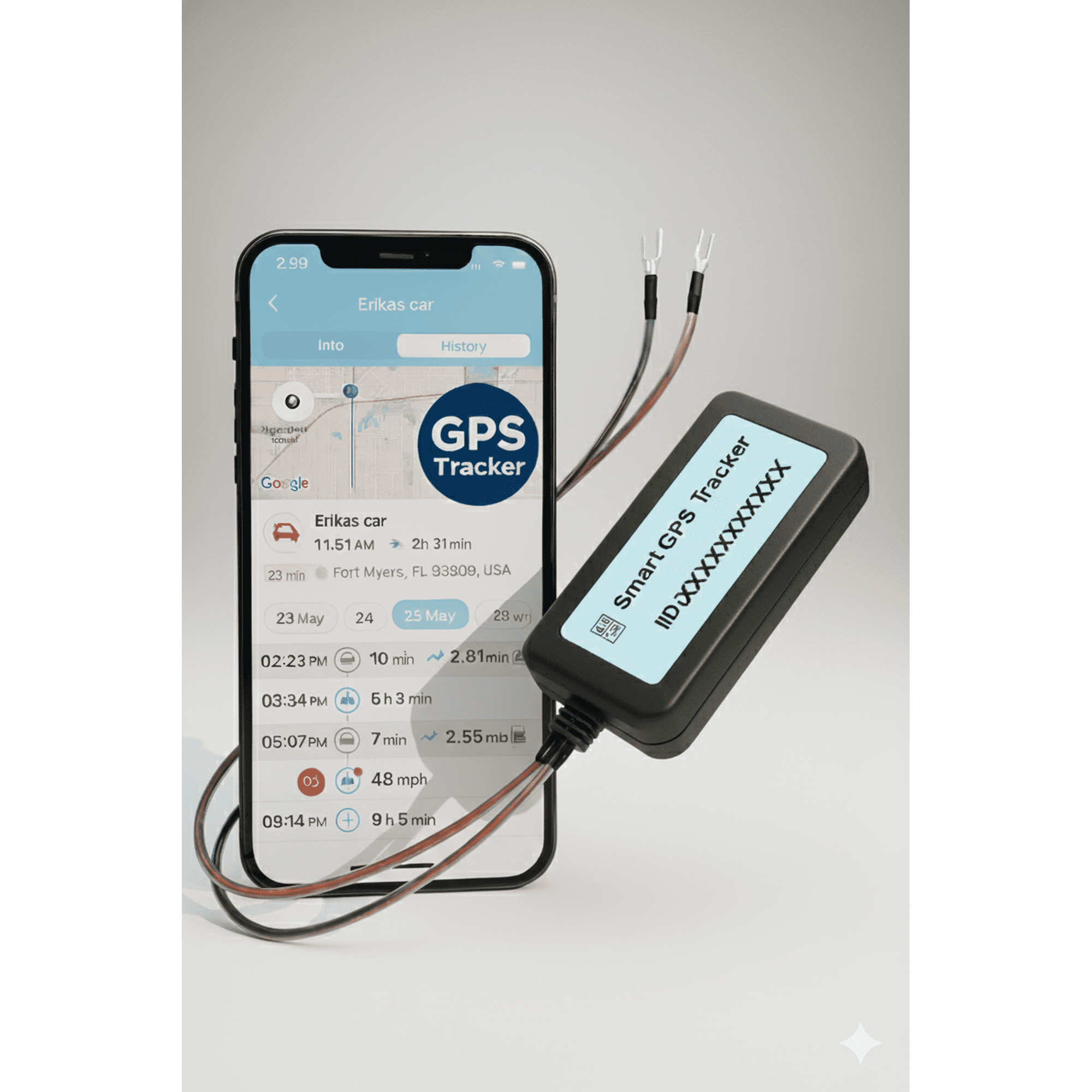 Wired GPS Tracker for Vehicles – No Monthly Fee, No Subscription – Real-Time Tracking, 4G SIM and Data Included, Trip History, GeoFence, Driving Alerts, Waterproof Hidden Tracking Device for Fleet
