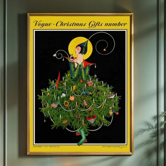 Vintage Vogue Christmas Poster Size 24''x36''-Gategoo