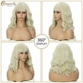 thumbnail image 3 of Creamily 12 inch Blonde Wigs for Women Short Bob Wig blonde Wig Short Curly Wavy Blonde wig With Bangs Heat Resistant Synthetic Wigs for Cosplay Costume Party, 3 of 8