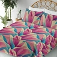 thumbnail image 3 of Ambesonne Floral Fitted & Flat Sheet with Shams 4 Pcs Set, Nostalgic Petals Aquarelle, Full, Pink and Sea Blue, 3 of 5