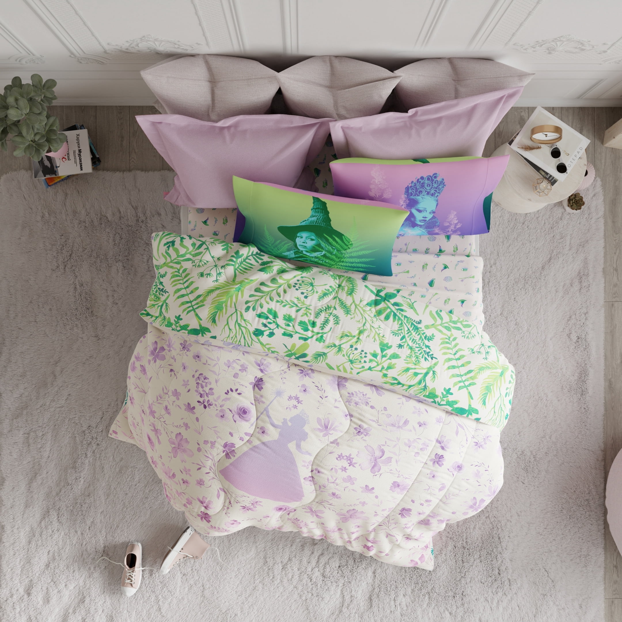 Wicked Purple Green Reversible Comforter, Bed in a Bag, Full