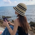 thumbnail image 4 of Sombrero de paja para mujer, sombrero de pescador tejido, sombrero de playa, gorra plegable, sombrero elegante de verano, sombreros con visera, viseras de ala ancha, sombrero de playa, 4 of 6