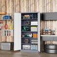 thumbnail image 3 of Fesbos 72" Metal Storage Cabinet with 5 Adjustable Shelves,Tall Lockable Tools Cabinet, White&Gray Steel Garage Storage Cabinets for Home Office,Pantry,Hospital, 3 of 10