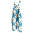 thumbnail image 5 of OGLCCG Girls Wide Leg Jumpsuit Kids Casual Sleeveless Romper Floral Printed Adjustable Spaghetti Strap Overalls with Pockets 5-14 Years, 5 of 8