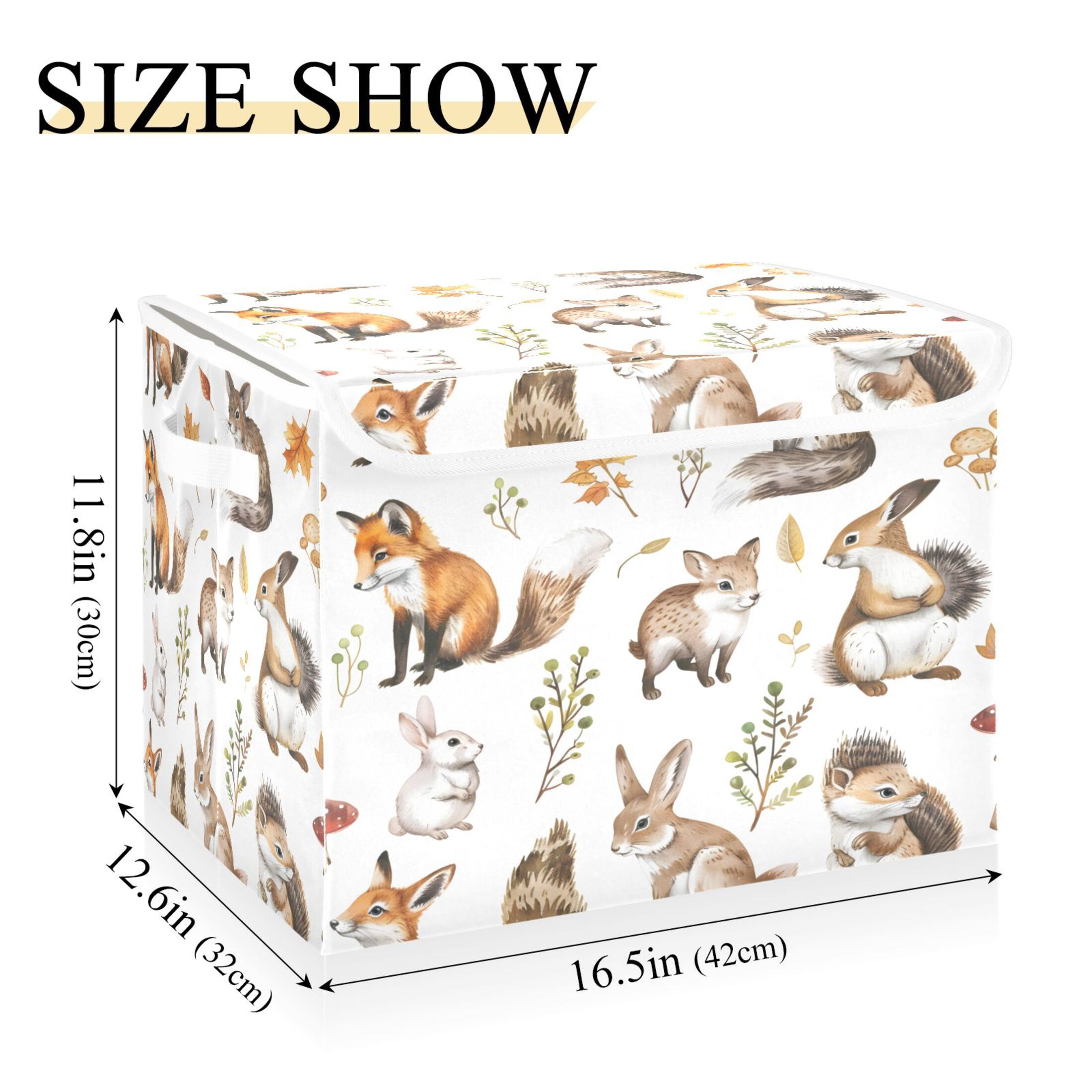 Ryvnso Cute Forest Animals Large Lidded Foldable Storage Baskets Cubes Boxes Lids Bin for Home