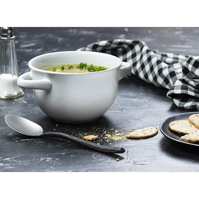 Kook Ceramic Soup Bowls with Handles, Oven Safe, 18 oz, Individual
