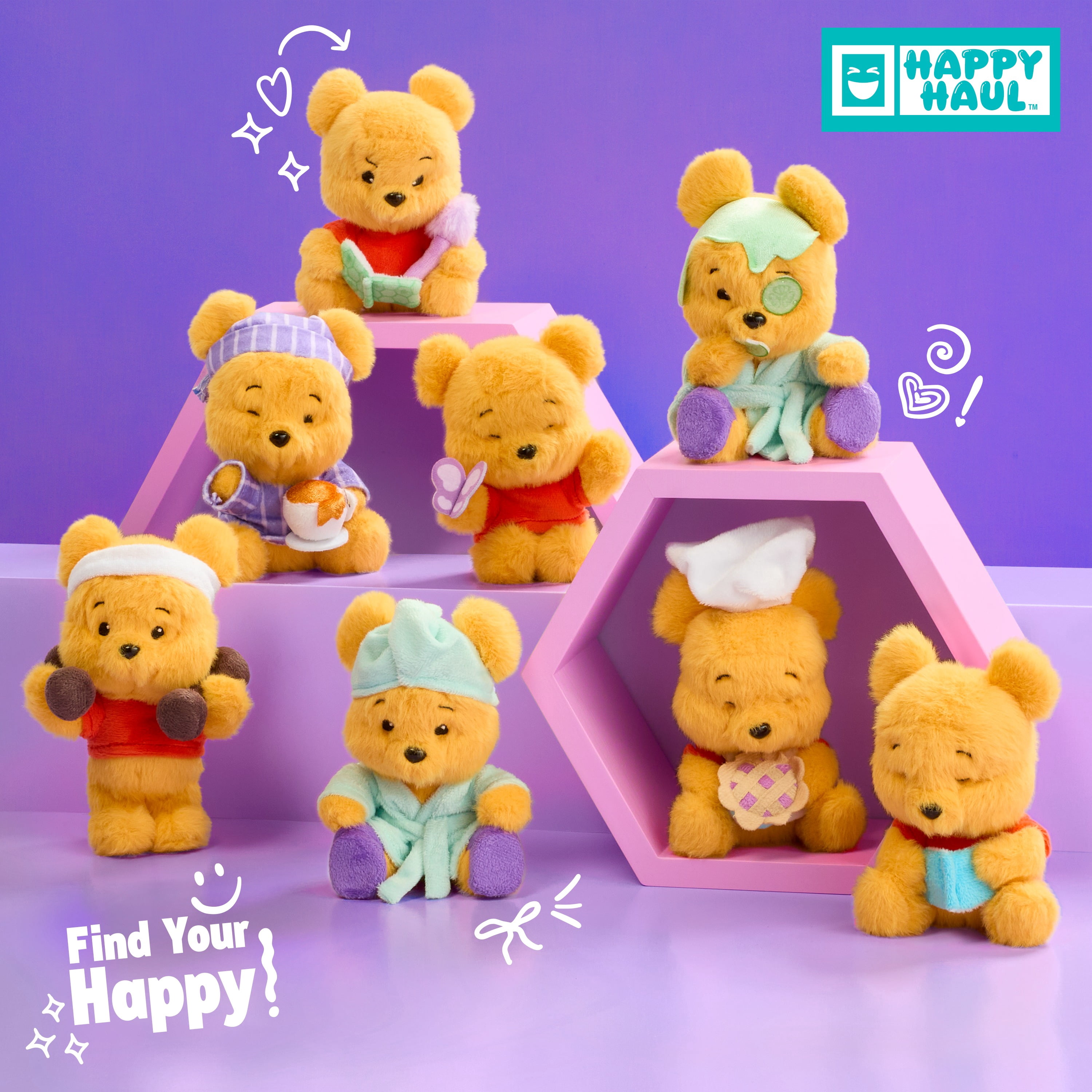 HAPPY HAUL Disney Winnie the Pooh Hunny Hugs Capsule Plush Collectible, Honey Pot Blind Capsule Surprise, 5.5 in Stuffed Toy, Short-Run Drop, Ages 8+