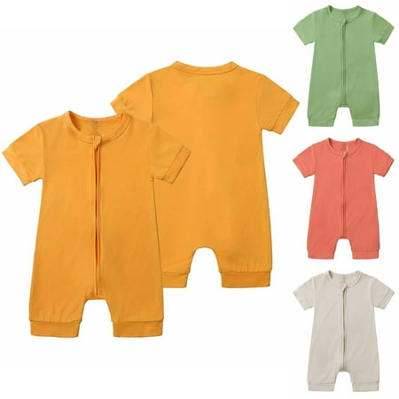 

Elainilye Fashion Newborn Baby Jumpsuit Summer Sleeveless Zipper One-piece Romper Jumpsuit for Girls Boys Sizes Newborn-24M