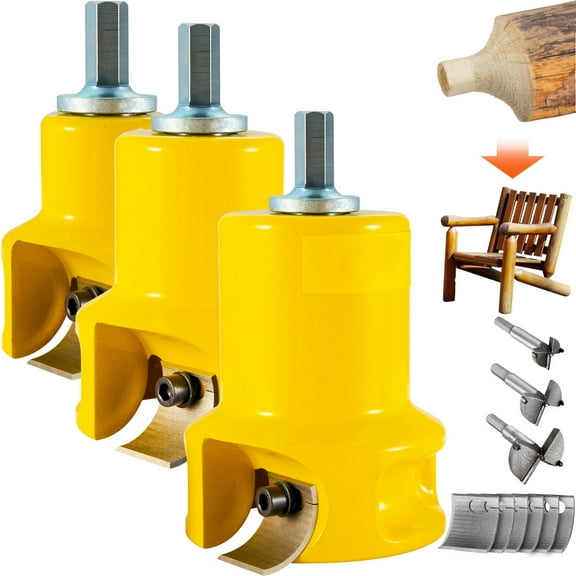 BENTISM Tenon Cutter Log Furniture Kit 1" & 1.5"& 2" w/ Curved Blade for Home DIY