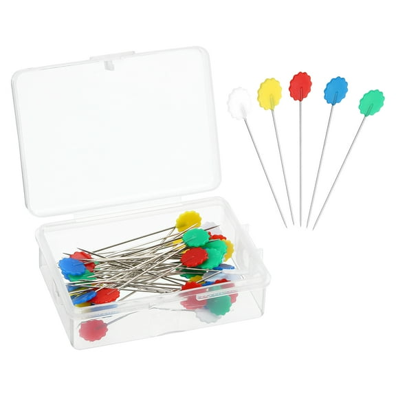 Straight Pins 200 Pack Multicolor Straight Quilting Pins Dark Color Flower Head Sewing Pins