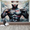 thumbnail image 2 of Ambesonne Artwork Tapestry Wall Hanging, Black Man Brave Power Paint, 60"x40", Dark Blue Grey and Multicolor, 2 of 4