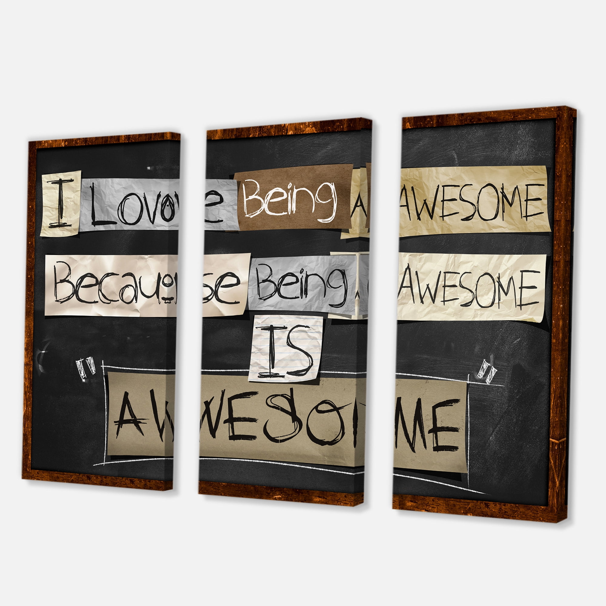 Designart ' I Love Being Awesome School Quotes ' Rustic Canvas Wall Art Print