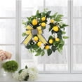 thumbnail image 5 of Spring Wreath for Front Door, 20 inch Artificial Lemon Bow Ribbon Wreath Decor, 5 of 9