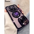 thumbnail image 2 of Funda con soporte de anillo de astronauta chapado de lujo para iPhone 14, 13, 12, 11 Pro Max, XS, XR, X, 7, 8 Plus, cubierta protectora transparente a prueba de golpes Fivean unisex, 2 of 2