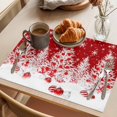 thumbnail image 3 of Red Christmas Placemats Set of 6, Xmas Tree Ball Snowflake Winter Washable Wipeable Table Mats for Dining Tables, Indoor Outdoor Kitchen Place Mats for Holiday Party Table Decor, 3 of 9