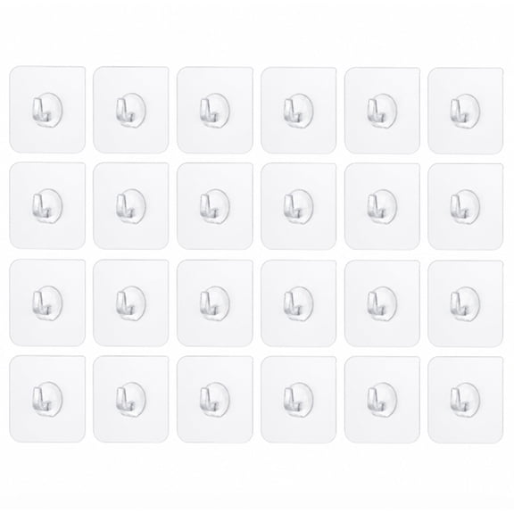 24 Pack Clear Adhesive Wall Hooks, Sticky Hooks for Kitchen, Bathroom, Office and Home Organization, TIKA