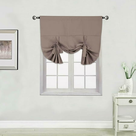 1PC BROWN SOLID TIE UP PANEL CURTAIN BLACK OUT THERMAL INSULATED ROD POCKET 46